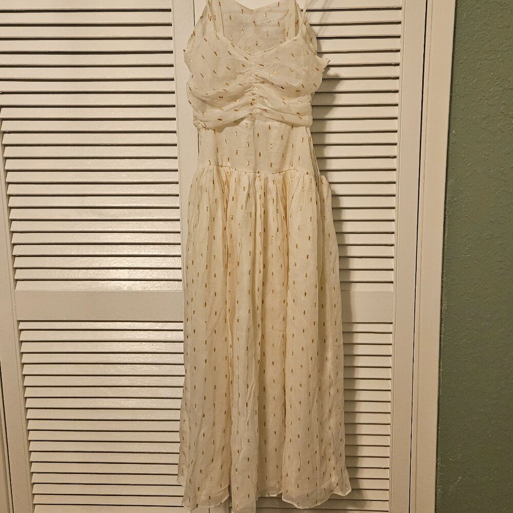 Shanghai Silk Institute white/gold party dress, Size S